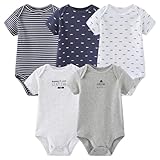 LICHENGTAI Body Kurzarm Dreierpack Baby Kurzärmeliger Unisex Kurzärmeliger Weiche und Hochwertige Soft Babykleidung Sommer Neugeborenes Essentials für Jungen Mädchen, 5er Pack