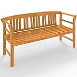 Casaria® Gartenbank Wetterfest Holz FSC®-Zertifiziert 480kg Belastbar 3-Sitzer Armlehne Rückenlehne 158x43cm Garten Balkon Holzbank Eukalyptus Braun