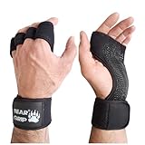 BEAR GRIP - Offene Trainingshandschuhe für Crossfit, Bodybuilding, Kallisthenik, Powerlifting (Schwarz, L)