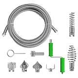 Rohrreinigungsspirale 5M,Abflussreiniger Spirale 5m×12mm,Rohrspirale Abflussspirale Rohrreinigungswelle,mit 6 Stück Abflussreiniger Schneidkopf,für Manuell oder elektrisch verwenden