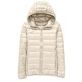 Generisch Kapuzenjacke Damen Oversize - Winterjacke V-Ausschnitt Daunenjacke Langärmelige Pufferjacke Leichte Bequeme Thermojacke Modische Kapuzenmental Hooded Sportjacke Einfarbig Wintermantel