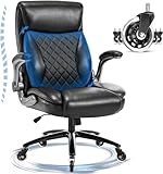 Centilab Chefsessel Bürostuhl 200KG mit Hochklappbaren Armlehnen für schwergewichtige,PU Leder Ergonomischer Computerstuhl Schreibtischstuhl mit Rollend,&Hohe Rückenlehne-Für Homeoffice/Büro,Schwarz