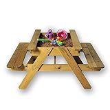 SiestaGarden Holz Picknicktisch für Kinder 2in1 mit Sandkasten und Abdeckung – Sand und wasserspieltisch aus FSC Massivholz - Schutzklasse 3 - ideal für Garten, Terrasse oder Balkon