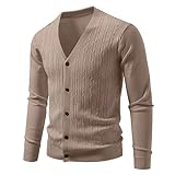 Strickjacken Herren V Neck Jacquard Strickpulli Mit Knöpfen Reine Farbe Feinstrick Cardigan Regular Fit Strickcardigan Herbst Und Winter Warmer Winterjacke Ggestrickt Übergangsjacken