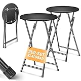 KESSER® Stehtisch 2er Set Bistrotisch mit PVC-Platte | Wetterbeständiger Klapptisch | 60cm / 110cm | Partytisch Tisch rutschfest | In- & Outdoor | Hochzeit Empfangstisch 4 Standfüße pulverbeschichtet