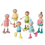 Giant bean Kinder Biegepuppen Puppenhaus Puppen 7 Personen Puppenfamilie für Puppenhaus Spiel Haus Geschenk Holz
