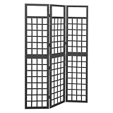 PABURNI Raumteiler, Raumteiler, multifunktionale Trennwand, Raumteiler, Pflanzenständer, dekoratives Stück zum Schutz der Privatsphäre, Schwarz, 121 x 180,5 cm