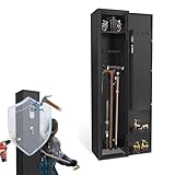 UISEBRT Waffenschrank für 3-5 Gewehre,Langwaffenschränke Munitionsschrank mit Elektronikschloss und Fingerabdrücken Einstellbar Waffentresor für Pistolen Langwaffen und Munition