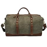 EverVanz Übergroßer Reisetaschen, Wochenend Tasche, Seesack, Vintage Handtasche, Segeltuch Lederbesatz Unisex Schultertasche