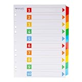 Westcott Register für Ordner A4 | Trennblätter für Din A4 Ordner | 10 beschriftbare Tabs in 5 Farben als Ordner Organizer | Robuste 160g/m² mit Eurolochung | E-1733311 00