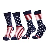 FRCOLOR 2 Paare Herren Baumwollsocken mit Amerikanischer Flagge Modisch Gestreift Atmungsaktiv Leicht und Angenehm für Alltag und Feiertage Trendige Streetwear