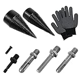 Premium Brennholzspaltbohrer Set 42mm & 32mm, Hochwertiger Kohlenstoffstahl, Inkl Griffe & Fäustlinge, Kompatibel Mit Den Meisten Holzspalter Bohrer