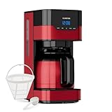 Klarstein 1,2 L Kaffeemaschine mit Thermoskanne und Timer, Kaffeemaschine Filtermaschine für 10 Tassen, 800 W Filter Kaffeemaschine Groß, Filterkaffeemaschine mit Edelstahl-Thermoskanne für Kaffee