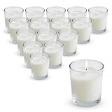 Kerze weiß im transparenten Glas unparfümiert 6 x 5 cm - 16 Stück - Deko Tischkerze mit 12 Stunden Brenndauer - Votivkerze Dekokerze ohne Duft für Hochzeit Geburtstag Dekoration