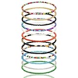 Aucuu Fußkettchen für Damen, 12 Stück Boho Handgemachte Bunte Perlen Fusskette, Verstellbare Fußkettchen Elastische, Mehrschichtige Fußschmuck für Frauen und Mädchen für Sommer Strand