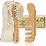 com-four® Babybürste und Babykamm ab 0 Monate für Neugeborene und Kleinkinder - Babyhaarbürste aus Bambus mit weicher Schafswolle - Haarbürste Babyhaar (Kamm + Haarbürste - Schaf)