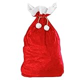 W WIDMANN MILANO Party Fashion 1561X - Weihnachtsmann Sack, aus Samt, 60 x 100 cm, rot-weiß, Nikolaus, Beutel, Accessoire, Zubehör, Motto Party, Karneval, Weihnachten