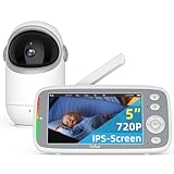 TakTark Babyphone mit Kamera, 5'' 720P IPS Babyfon mit Kamera Video Baby Monitor with Camera mit Rotation Pan-Tilt 300° Kamera Babyphone mit VOX, Gegensprechfunktion, Nachtsicht, Temperaturüberwachung