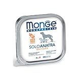 Monge Nassfutter für Hunde – 24 Schalen zu je 150 g. Sparpackung (Ente)