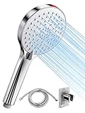 Wassersparender Duschkopf mit 1.6M Schlauch Sparduschkopf - SREWOHS Energiespar Duschkopf Wasserspar Duschkopf Druckerhöhend Spar Duschkopf Set mit,Chrom (8L/Min Wassersparend Duschkopf)