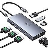USB C Docking Station Dual Monitor 2 HDMI, 8 in 1 Laptop Dockingstation mit Zwei HDMI, Displayport, VGA, PD, 3 USB Ports, USB-C Hub Multiport Adapter for HP/Thinkpad/Surface