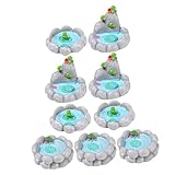 FRCOLOR 9 Stück Teiliges Mini teich dekor aus Resin Leichte Miniatur Figuren mit Lotus und Schwimmfarn Geeignet für Garten Balkon Schreibtisch Miniaturgärten und Osterdekorationen