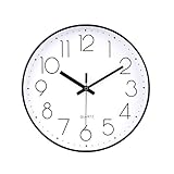 jomparis 20cm Modern Quartz Lautlos Wanduhr Schleichende Sekunde ohne Ticken Analoge Wanduhr Dekor für Wohnzimmer, Kinderzimmer,Küche,Büro,Geschenk (Schwarz)
