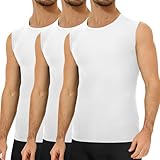 Falechay 3er Pack Unterhemd Herren 100% Gekämmte Baumwolle Tank Top Herren Ärmelloses Unterhemden Weiß L