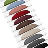 Floordirekt 15x Treppenstufen Matten, Stufenmatten innen für Treppe, Treppenteppich, selbstklebend, Teppich für Treppenstufen, Treppenschutz, Stufenteppich (London, Beige, 65x23 cm, Halbrund)