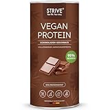 STRIVE Vegan Protein | Schokolade | 24g Protein pro Portion, laborgeprüfte Qualität, 95% BIO Zutaten | Hohe Bioverfügbarkeit | Vollständiges Aminosäureprofil aus fünf Premium Protein Quellen, 600g