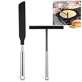 Hpamba Crepes Verteiler Und Spatel - Teigverteiler Wender Für Crêpes Maker - Edelstahl Und Silikon Backwerkzeuge Für Zuhause Küche Backen Kochen