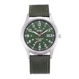 Sprechende Armbanduhr Sport Herren Canvas Edelstahl Quarzuhr Handgelenk Stahl Date Herrenuhr Armbanduhr Damen Licht (Green, One Size)