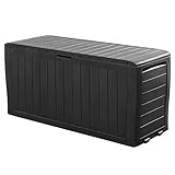 Deuba® Gartenbox Auflagenbox 270L UV-beständig Haltegriffe Rollen Verschlussvorrichtung Balkon Wohnzimmer Wintergarten Kissenbox 117x45cm Anthrazit