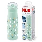 NUK Mini-Me Flip mit Strohhalm für Kleinkinder | ab 12 Monate | 450 ml | Kinderwasserflasche | auslaufsichere stabile Trinköffnung | bruchsicher | Minze/Pünktchen