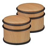 Relaxdays Türstopper 2er Set, schwere Türen & Fenster, Edelstahl & Gummi, Holzoptik, hoher Bodenpuffer, ∅ 9,5 cm, braun
