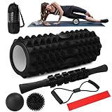 ZUSUZU Massage Set,Faszienrolle Set,7-in-1 Foam Roller Faszien Set,Faszienrolle Wirbelsäule,Massageroller,Massageball,Spanner,Widerstandsband für Tiefenmuskelmassage Yoga Pilates Sport