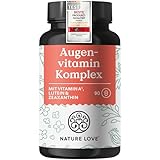 NATURE LOVE® Augenvitamin Komplex - 90 Kapseln mit Vitamin A - mit Lutein, Zeaxanthin und Vitamin E - vegan, hochdosiert, ohne unnötige Zusätze - in Deutschland laborgeprüft