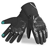 WESTWOOD FOX Winter-Motorradhandschuhe für Männer und Frauen, wasserdichte Motorradhandschuhe, Touchscreen, leichte, warme Schutzhandschuhe für BMX, ATV, UTV, Mountainbiking (SCHWARZ, XL)