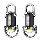 AOUZOVLI 2 Stück Mini Taschenlampe Schlüsselanhänger, Kleine Taschenlampe, Wasserdicht und Wiederaufladbar, 5 Helligkeitsstufen, 3 Modi Verfügbar für Camping, Wandern, Reisen, Radfahren