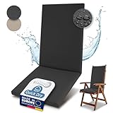 Beautissu Premium Hochlehner Auflage 100% Wasserdicht 120x50cm – UV-beständig Bequem Pflegeleicht Waschbar Sitzkissen Gartenstuhl – Quick Dry Polsterauflage Gartenmöbel Stuhlauflage Anthrazit
