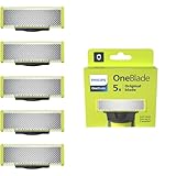 Philips OneBlade Ersatzklingen für alle OneBlade und OneBlade Pro Modelle, aus langlebigem Edelstahl, original von Philips, 5er-Pack (Modell QP250/50)