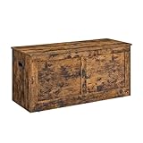 VASAGLE Storage Chest, Storage Bench, Blanket Box with 2 Safety Hinges, Shoe Storage Bench, Barn Style, 40 x 100 x 46.5 cm, for Hallway, Bedroom, Living Room, Rustic Brown LSB164K01