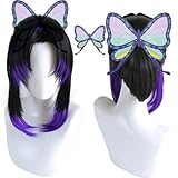 Liamiona Perücke, Anime, natürlich, Schwarz, Ombré, Violett, Cosplay, Halloween-Party, Perücke + Hut