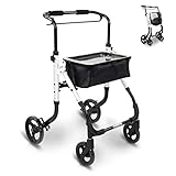 Mobiclinic®, Rollator faltbar und leicht, Olimpo, Aluminium, Modern, Gehrahmen für Senioren mit Korb, Einhebelig, Verstellbar, Inklusive Tablett, Lenkrollen, Handbremse, Schmal für Wohnung