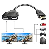 Azuxreza Adapter,1080P HDMI Stecker auf Dual HDMI Buchse,1 auf 2 Wege HDMI Splitter Adapterkabel für HDTV HD, LED, LCD Monitor und Projektoren, unterstützt Zwei Fernseher gleichzeitig