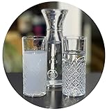 Topkapi 200.373-3-TLG Gedeck-Set aus Glas für Raki/Ouzo “Bodrum”, 2 Original Raki Ouzo Gläser im Kristall-Look und eine Karaffe, Raki Genuss aus Leidenschaft