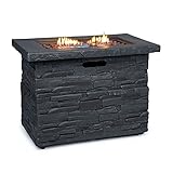 Blumfeldt Anafi Gas-Feuerstelle, Heizstrahler Gas mit 40.000BTU/13kW, Feuerstelle mit Abdeckung, Edelstahlbrenner, Heizstrahler & Feuerstellen, dunkelgrau