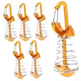 DECORNIJIA 6 Stück Erdnägel für Zeltboden Zeltheringe mit Federschnalle Aluminiumlegierung Tragbare Campingwerkzeuge Windseilanker Outdoor Wandern Gelb