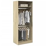Massbinet Kleiderschrank Schmaler Mehrzweckschrank Universalschrank Haushaltsschrank für Haushalt Flur Büro oder Schlafzimmer Sonoma-Eiche 80x50x200 cm Holzwerkstoff