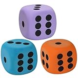 BDBFPAN 3 Stück 6 cm Würfel Mit Abgerundeten Kanten,Schaumstoffwürfel Groß, Spielwürfel Ideal Für Familien, Schulen Und Kindergärten, Perfekt Für Lernspiele Und Partyspiele